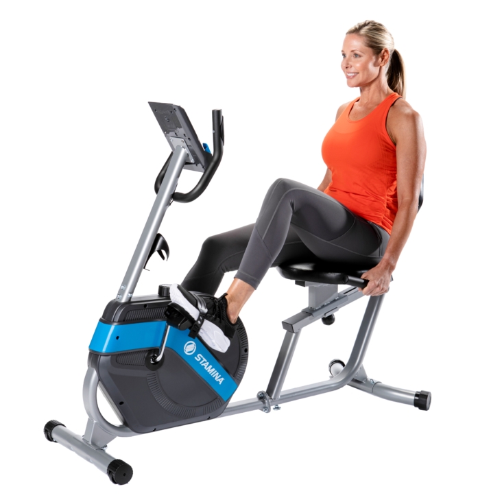 Woman cycling on Stamina Recumbent Bike Bree