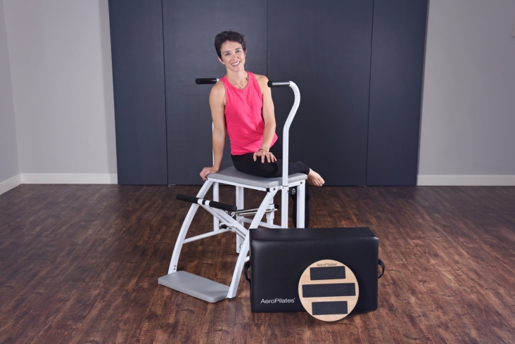 Woman on AeroPilates Chair with Box and Disk