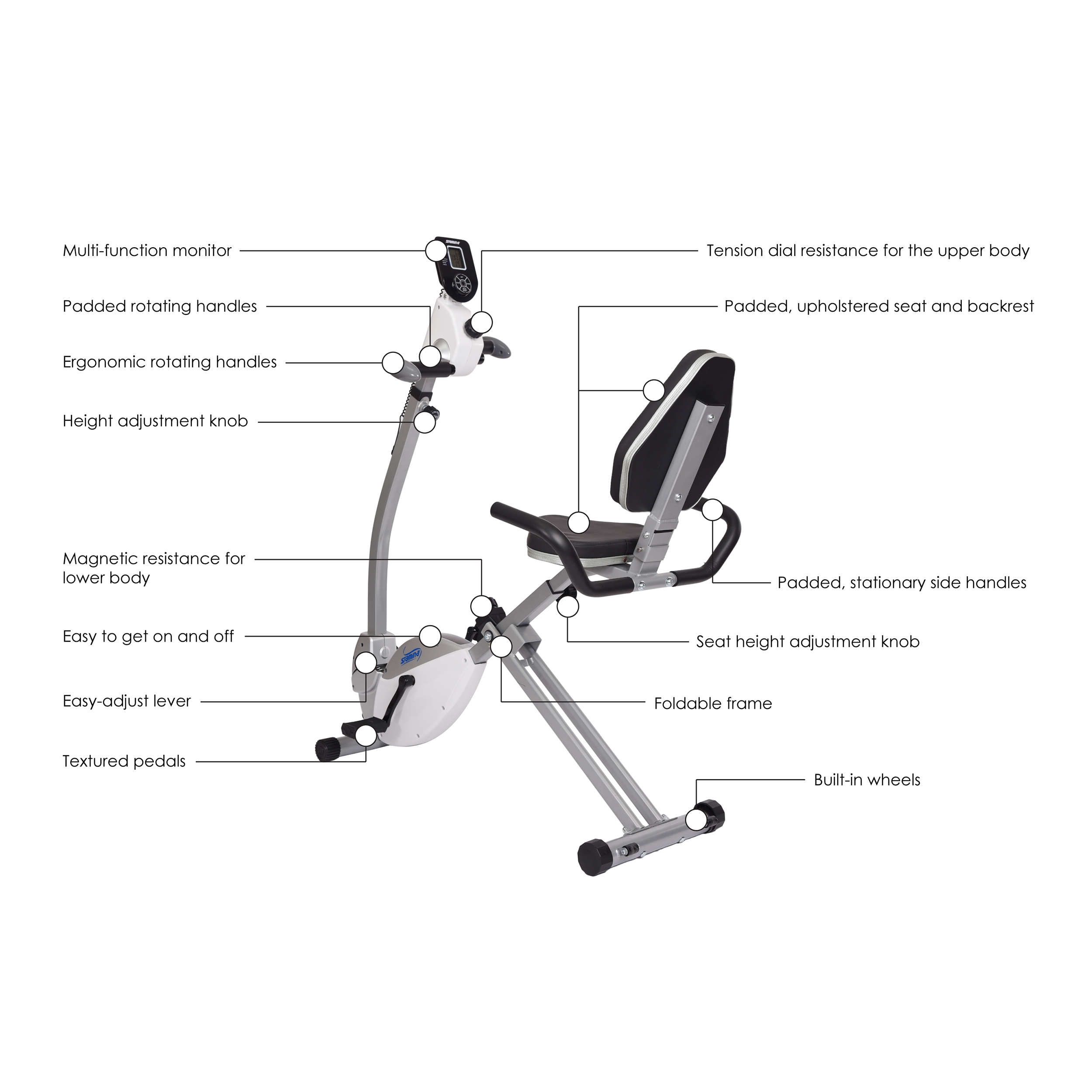 Stamina Recumbent Exercise Bike with Upper Body Exerciser