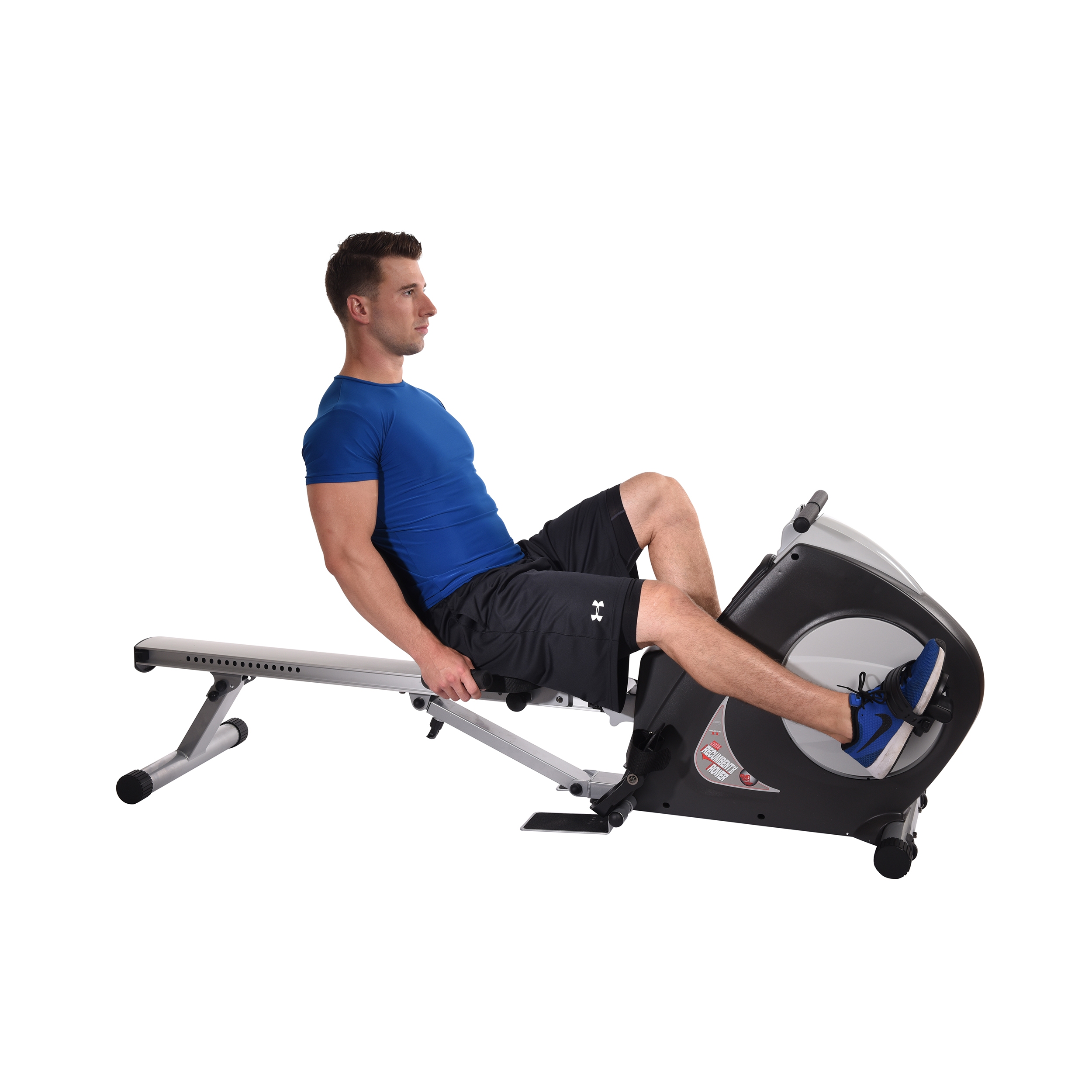 Man cycling on Stamina Conversion II Recumbent Bike/Rower