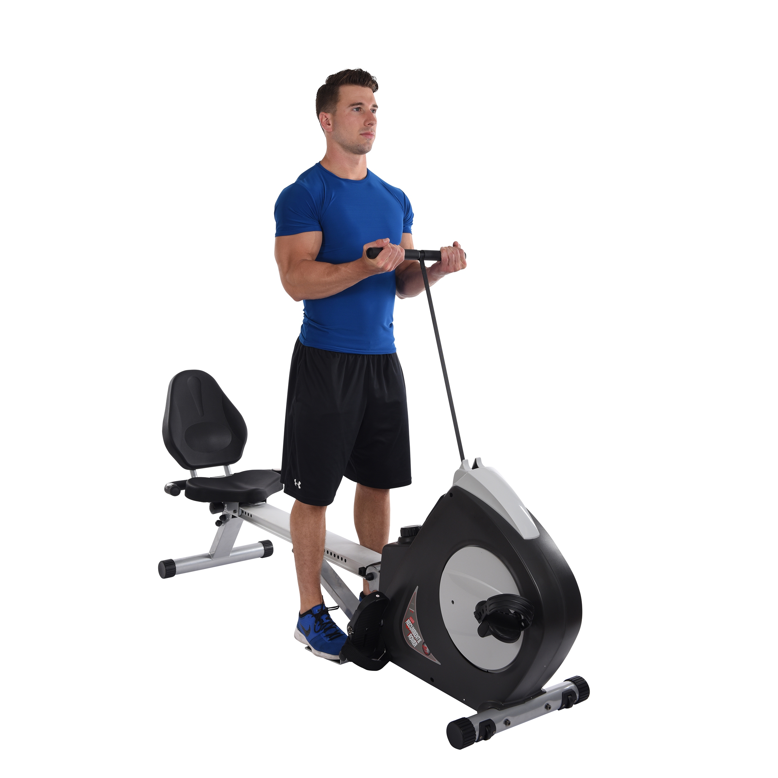 Man workout on Stamina Conversion II Recumbent Bike/Rower