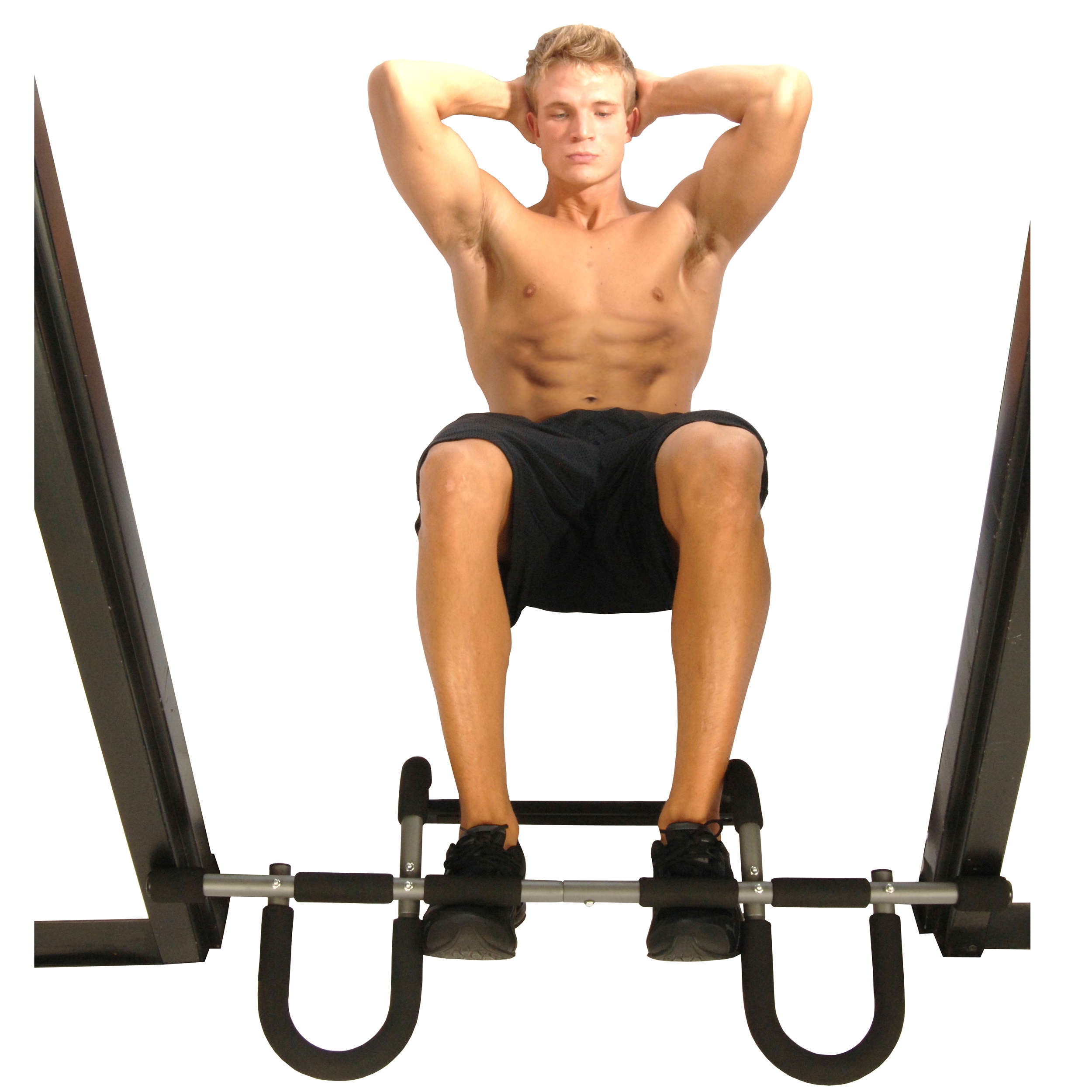 Man performing pull up on Stamina Doorway Trainer Plus