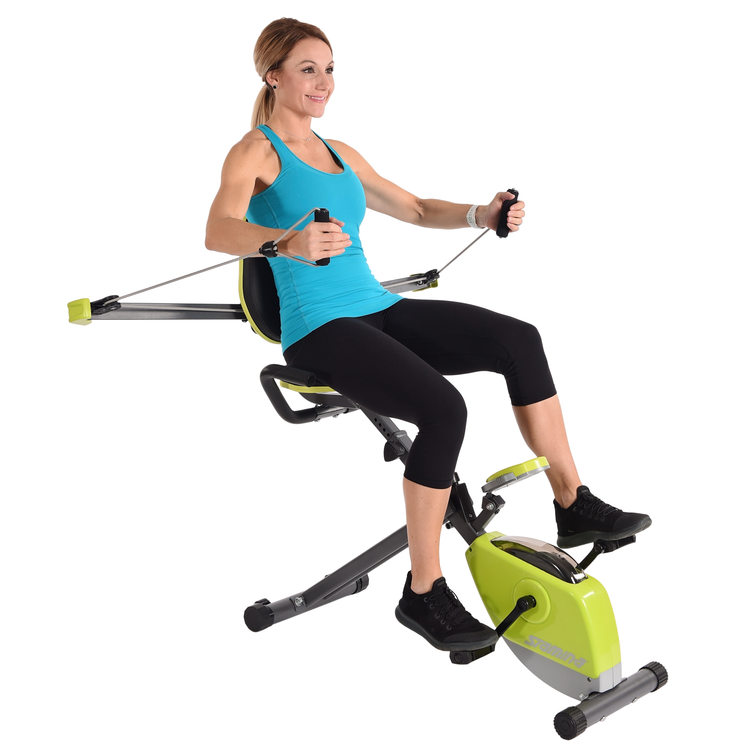 Woman performing exercise on Stamina Wonder Exercise Bike.