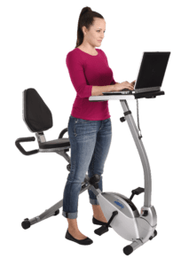 15-0321 Recumbent Exercise Bike Workstation and Standing Desk small home gyms equipment