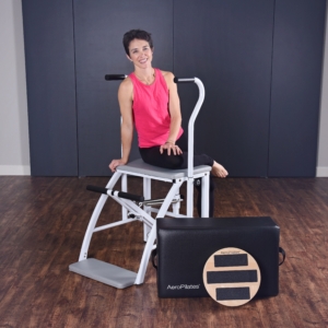Woman on AeroPilates Chair with Box and Disk